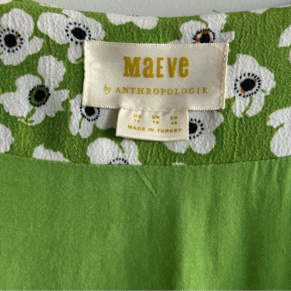 Maeve Anthropologie Green Floral A-Line Midi Skirt - Picture 5 of 9